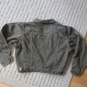 Green denim jacket